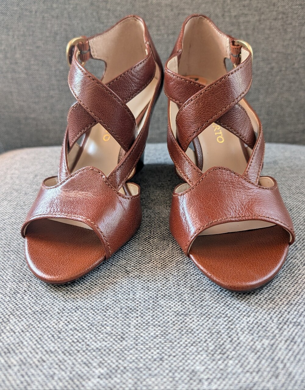 Franco Sarto Leather Crisscross Wedge Sandals